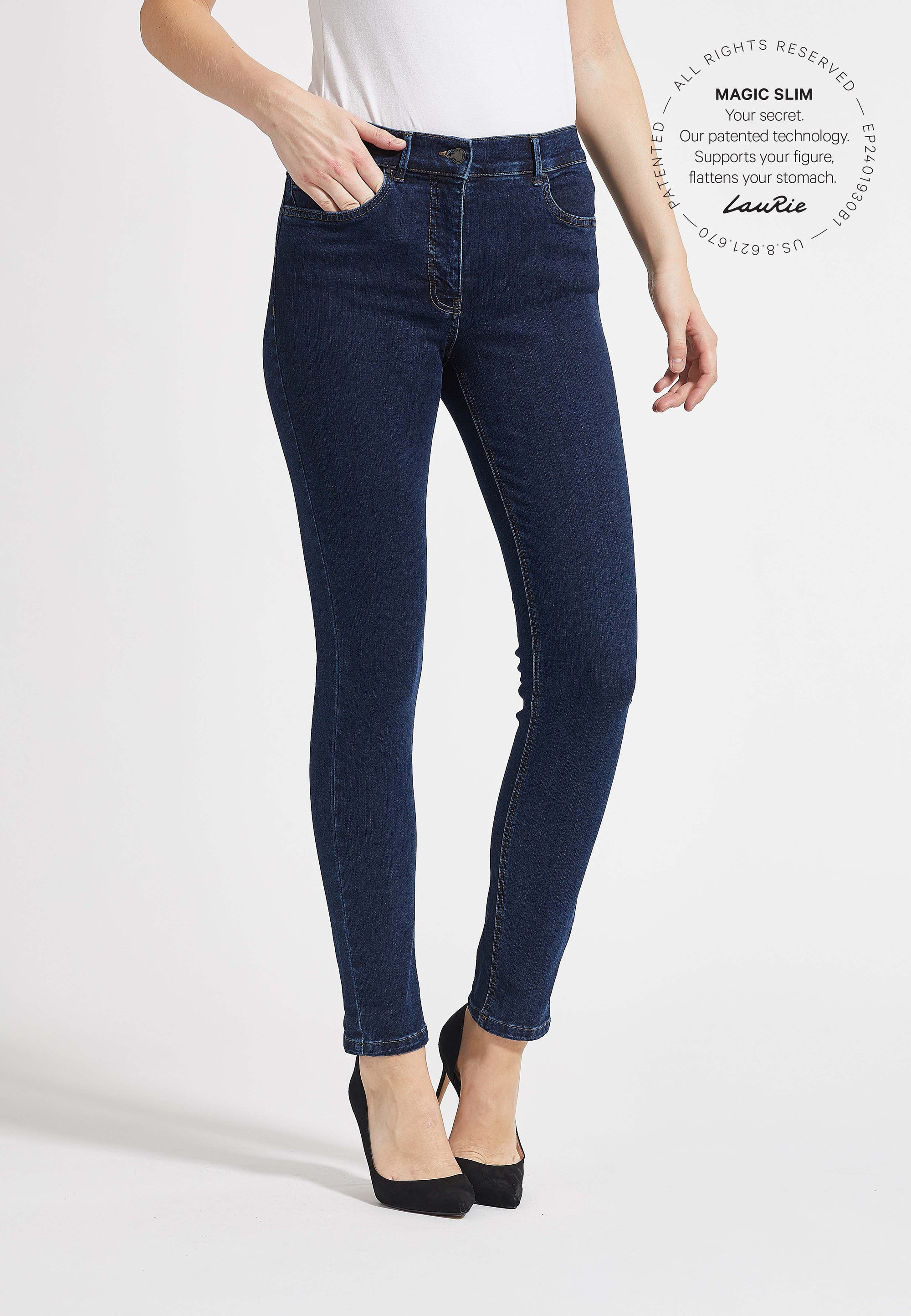 LAURIE Agatha Slim - Medium Length Slim 40513 Dark Blue Denim