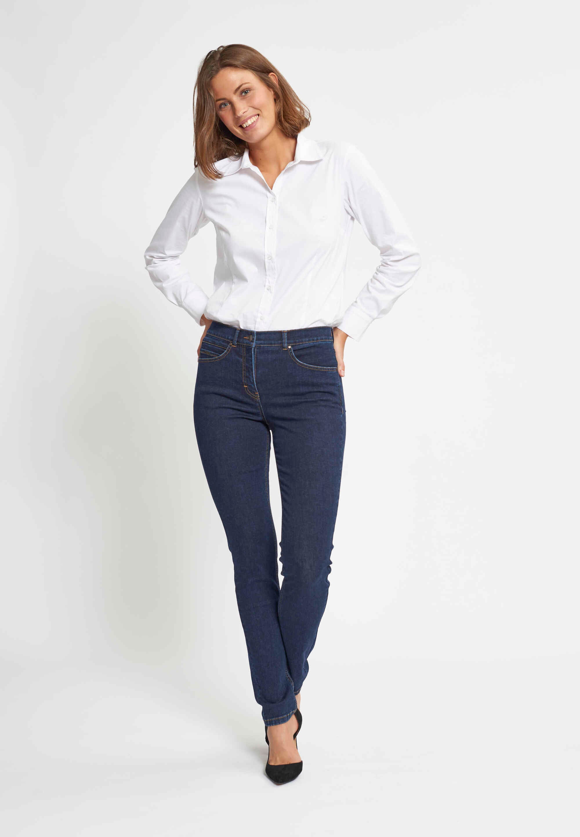LAURIE Agatha Slim - Medium Length Slim 40513 Dark Blue Denim