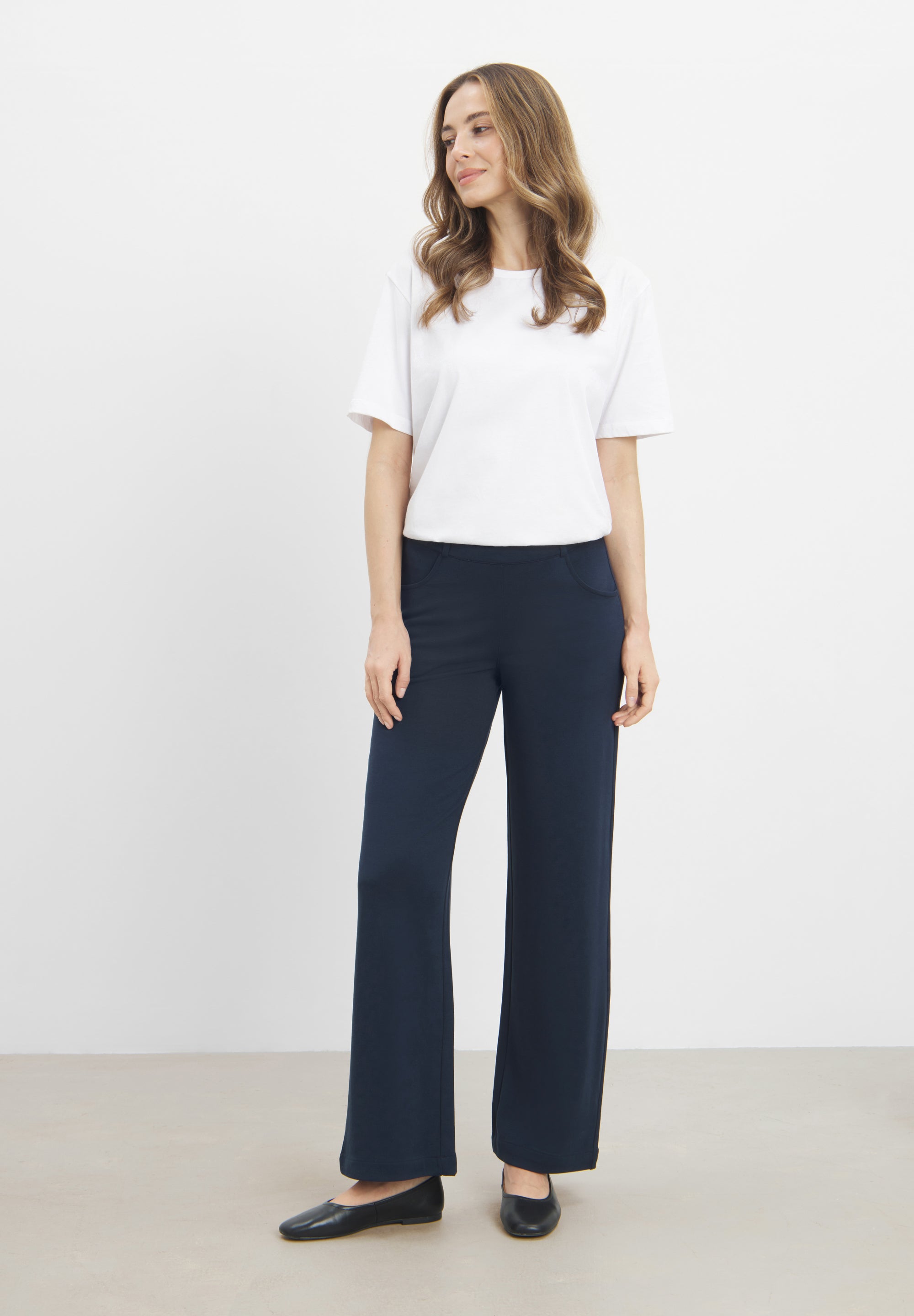 LAURIE Donna Loose Jersey - Short Length Loose Navy Brushed