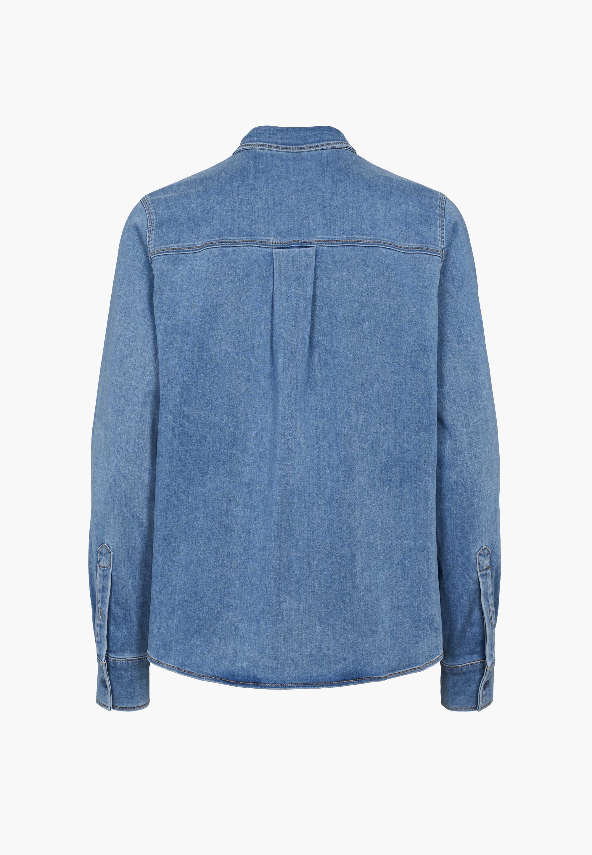 LAURIE Vitta Denim Shirt - Long Sleeve Shirts 44399 Washed Blue Denim