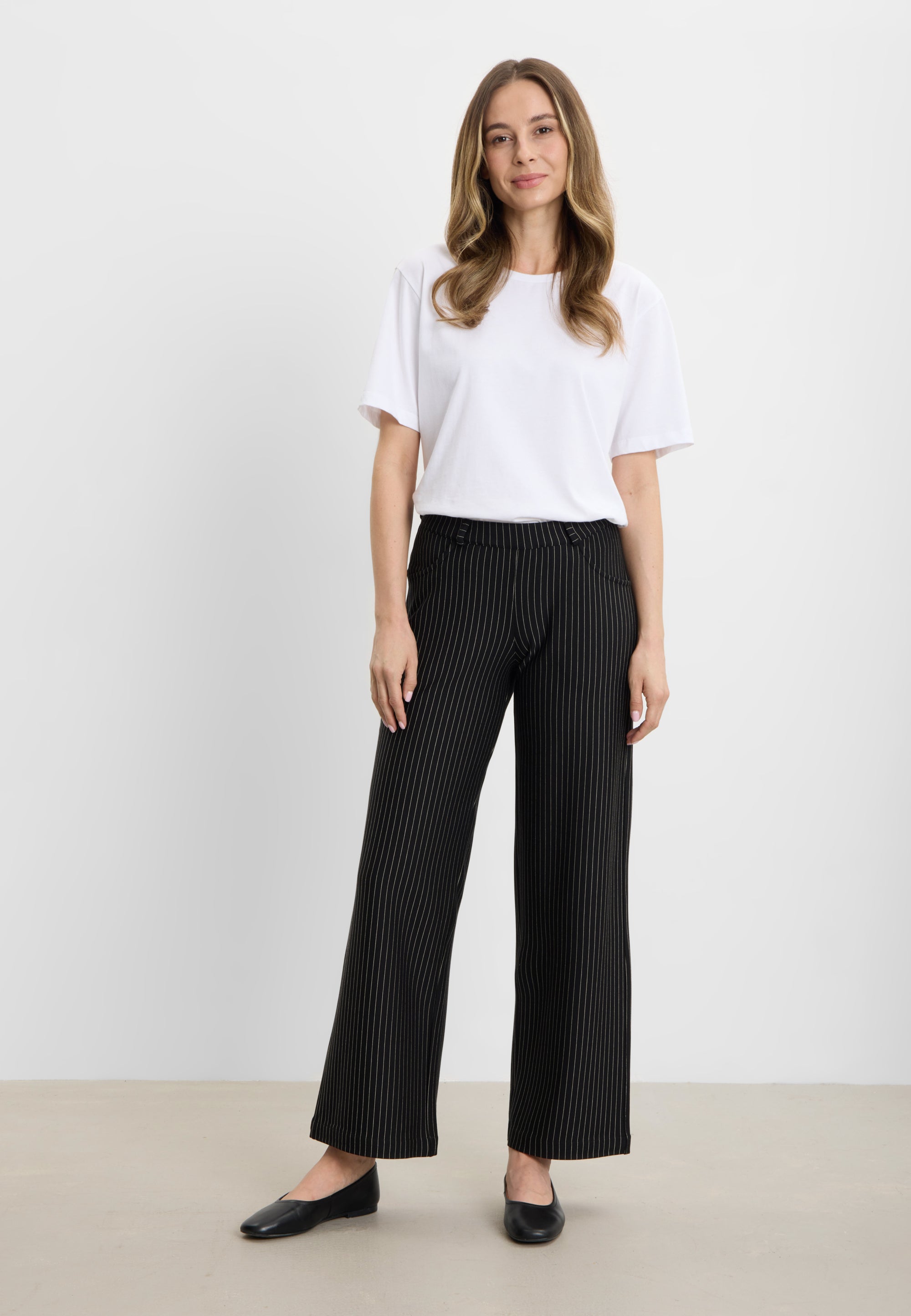 LAURIE Donna Loose Jersey - Short Length Loose Black Stripe