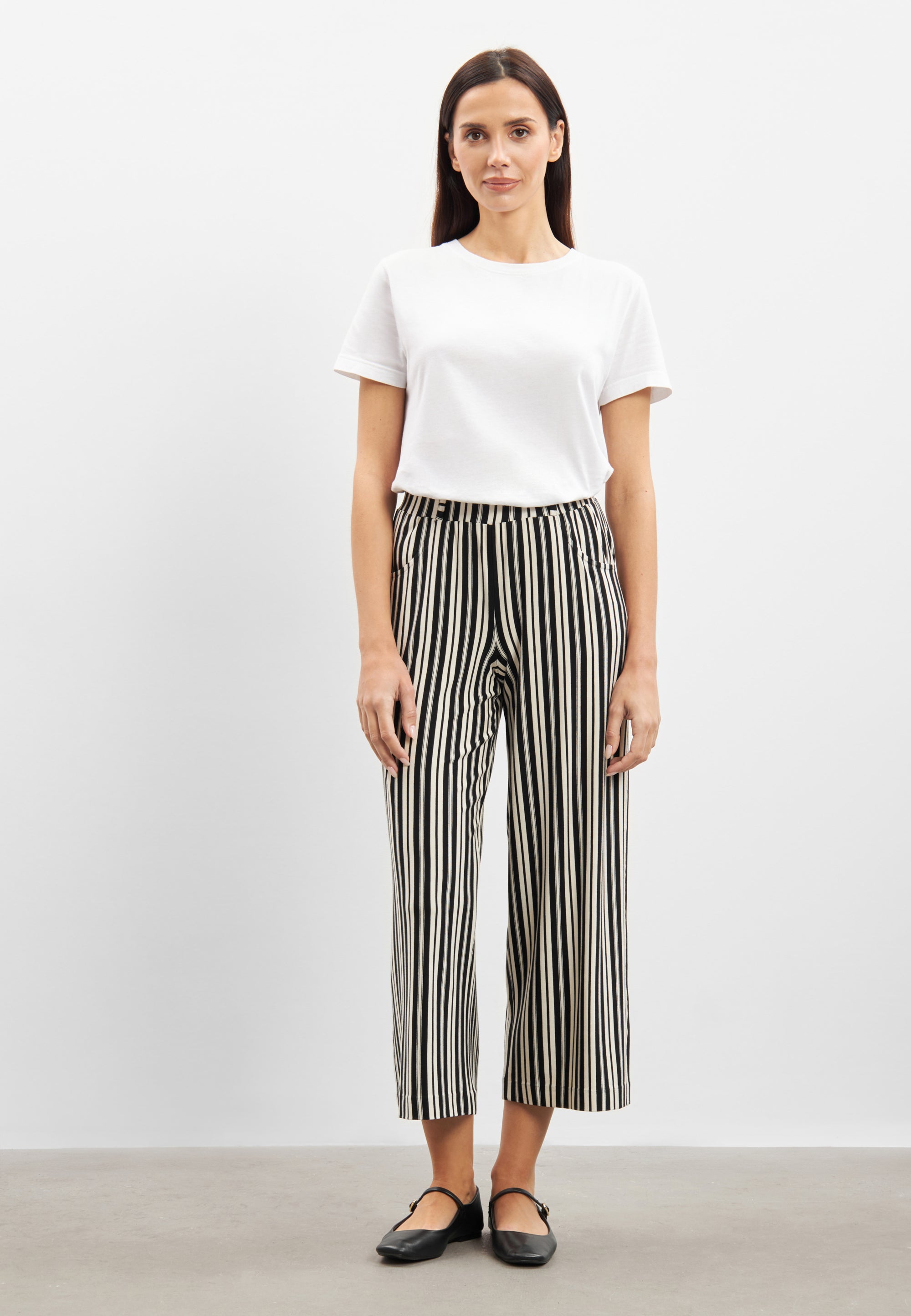 LAURIE  Donna Loose Jersey Crop Loose 99139 Elegant Stripe