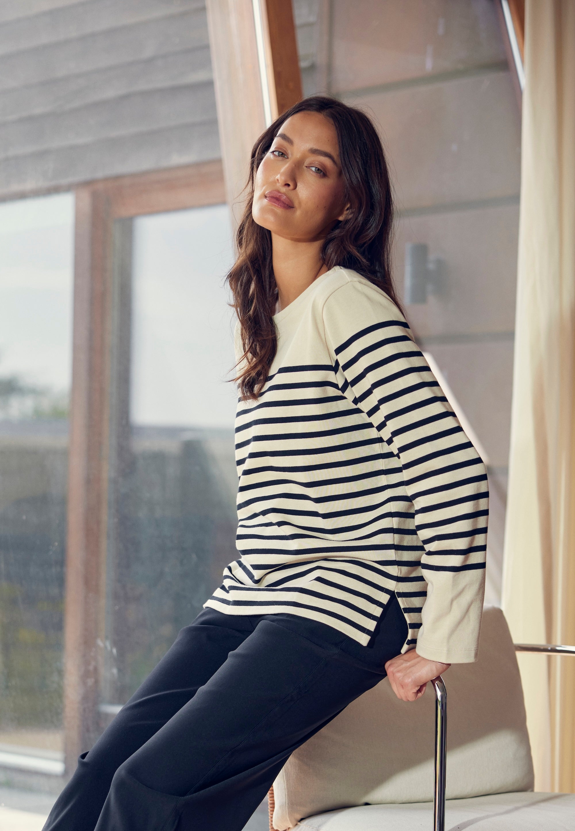 LAURIE Gabrielle Breton Shirt LS Sweatshirts 99013 Black Birch Stripe