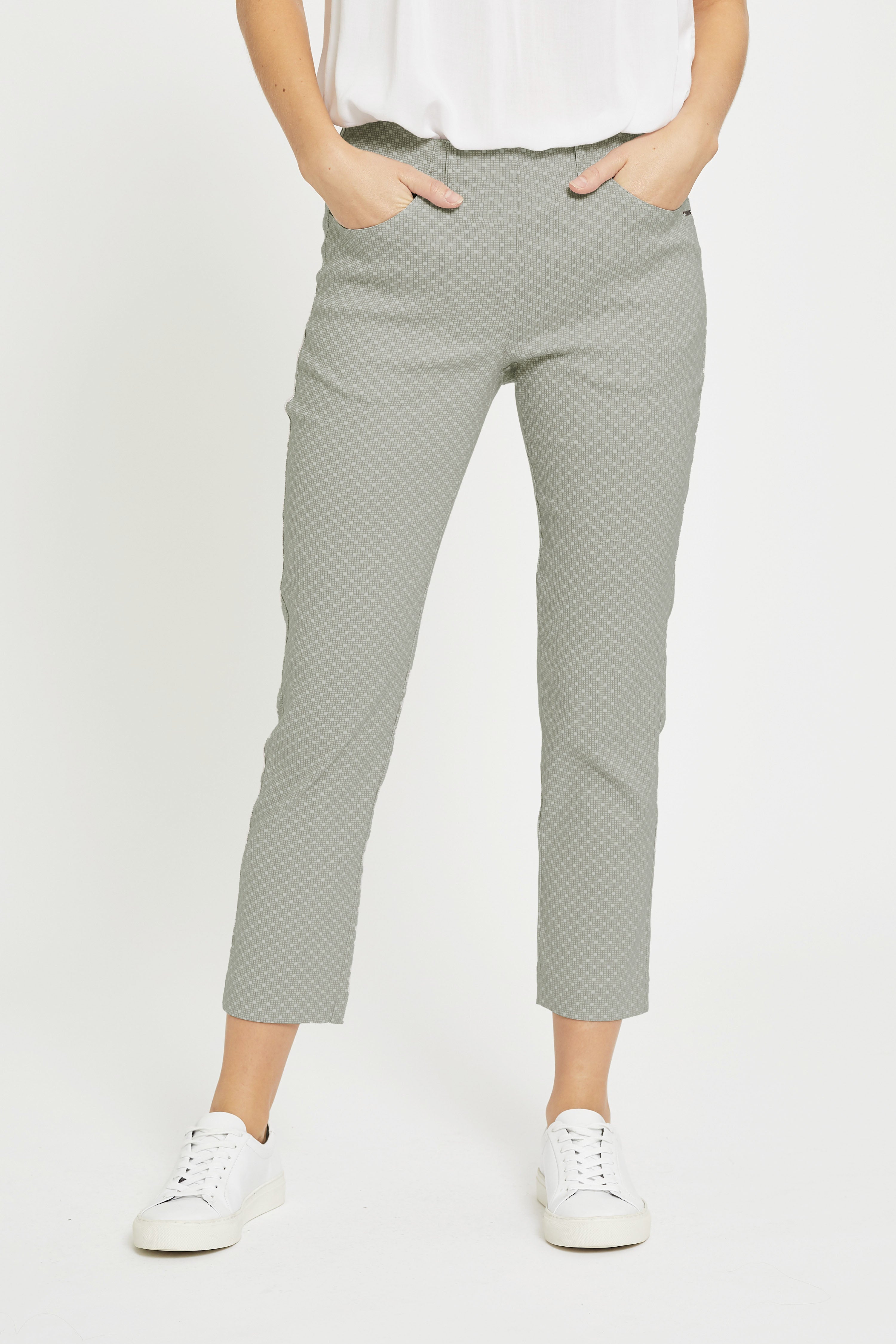 LAURIE Grace - Crop Slim 55716 Khaki Jacquard