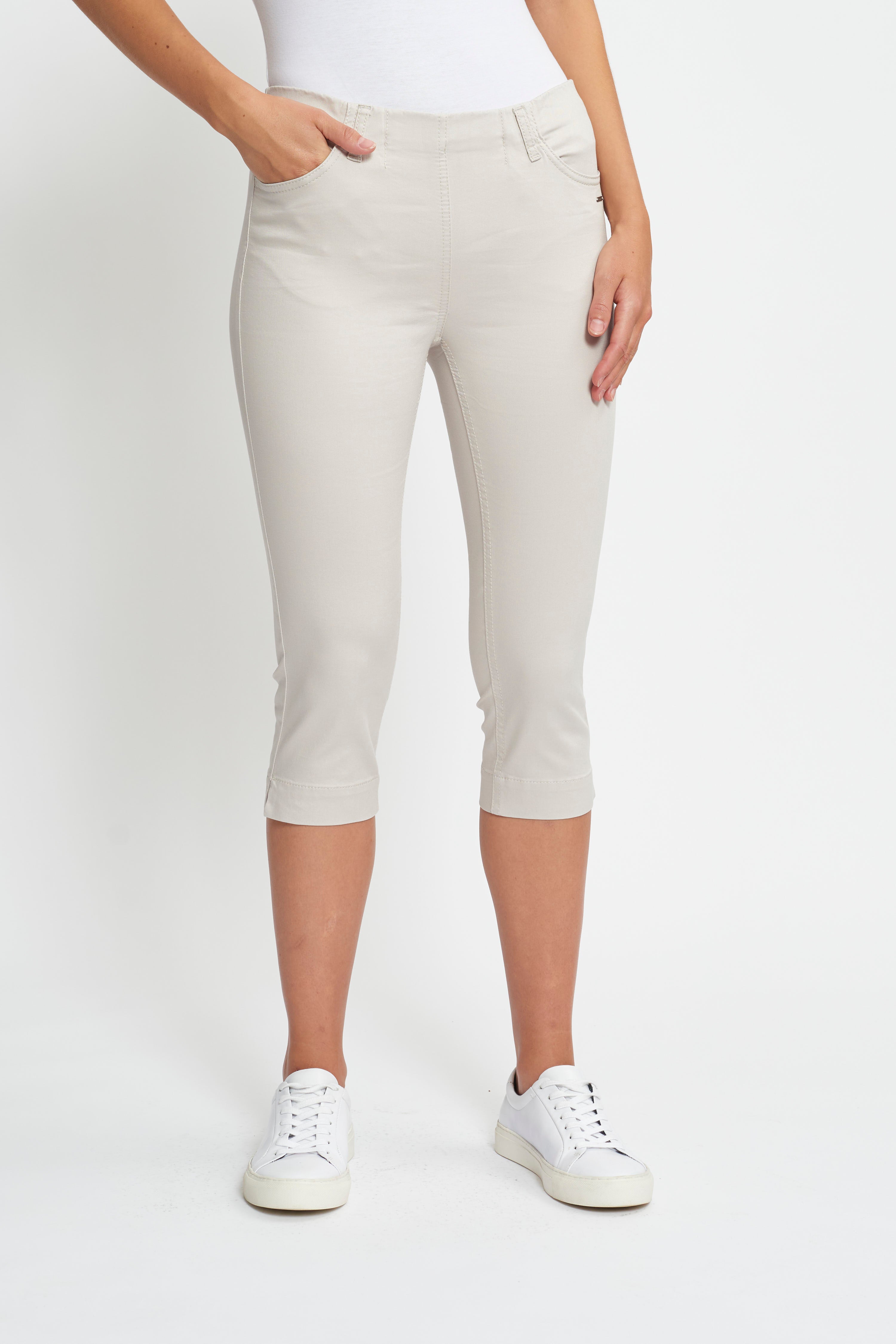 LAURIE  Grace, Slim Capri Bukser Slim 25107 Grey Sand