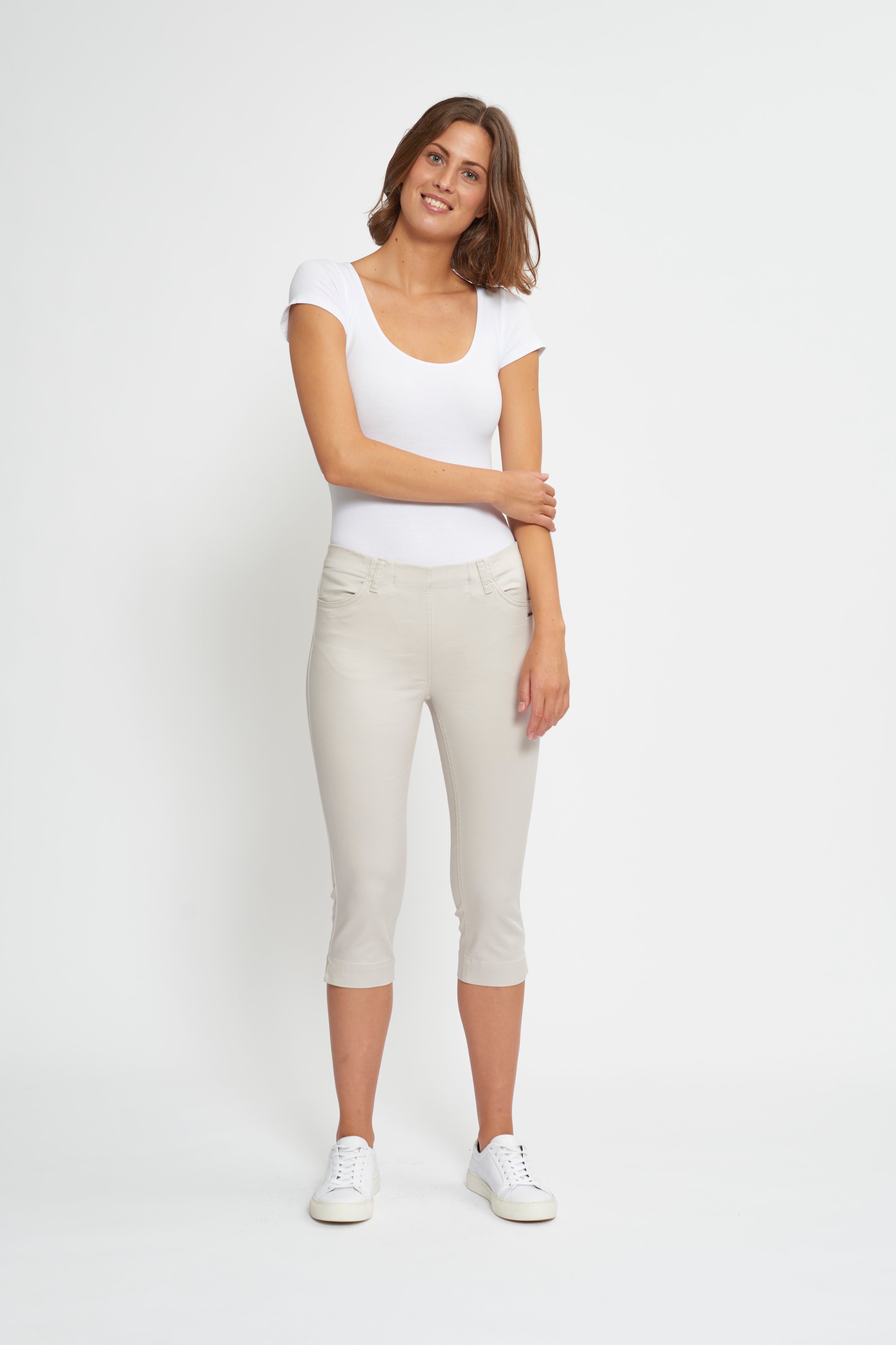 LAURIE  Grace, Slim Capri Bukser Slim 25107 Grey Sand