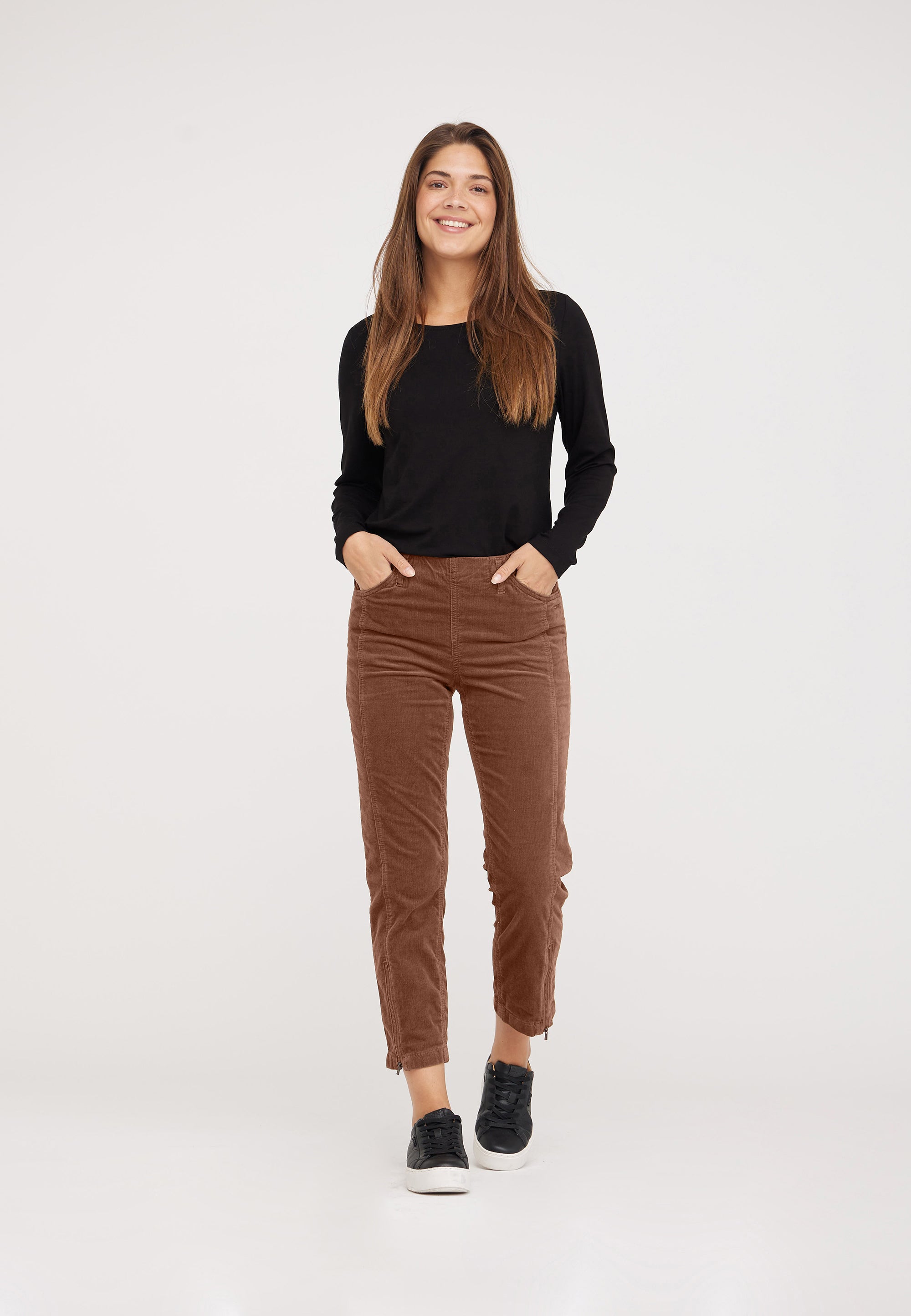 LAURIE  Piper Regular Fløjl Crop Regular 84100 Chocolate Chip